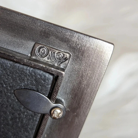 90s Square Picture Frame- Hearts Pattern- Engraved- Heavy silver metal- 3"photos - Picture 5 of 5